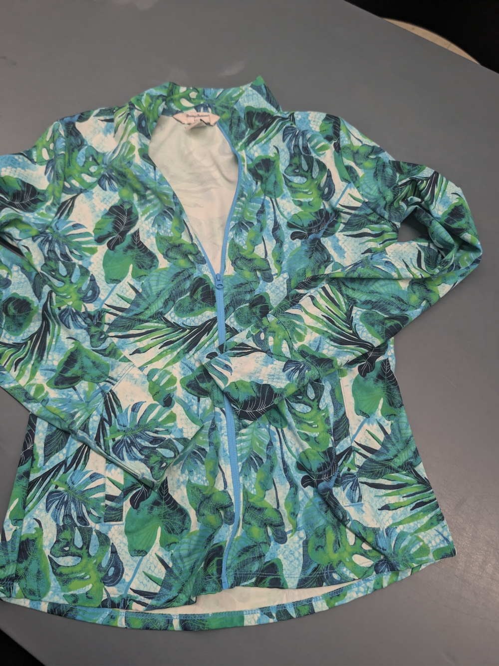 Tommy Bahama Green & Blue Tropical Zip-Front Utility Jacket